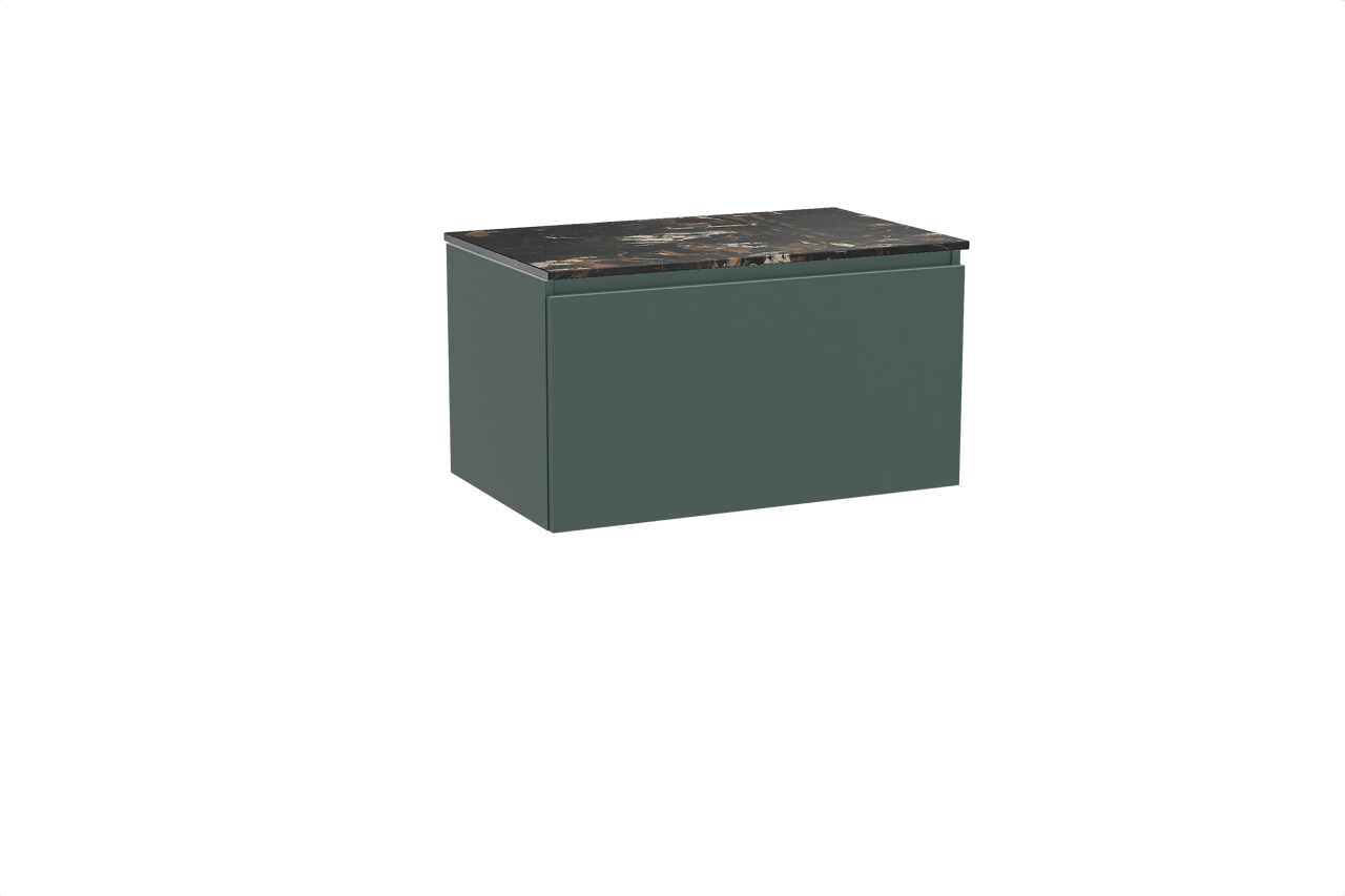 Balmani Sfera meuble salle de bains suspendu 90 x 55 cm forest avec Stretto tablette simple en marbre portoro gold