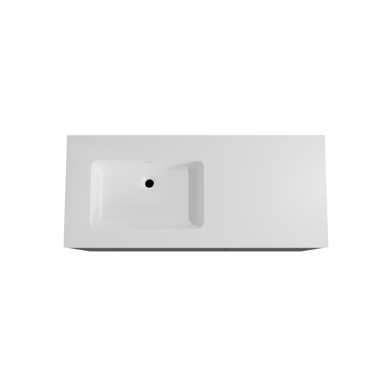 Storke Edge hängendes Möbelstück Set: 120 x 52 cm, Schwarz matt, mit Mata High Waschtisch links, Solid Surface Weiß matt