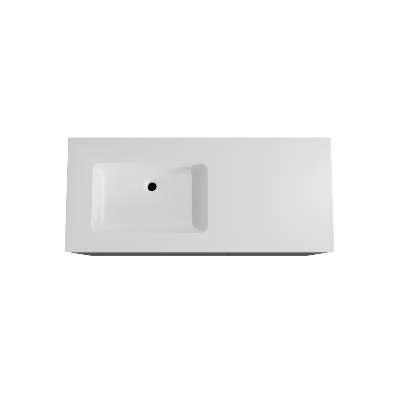 Storke Edge hängendes Möbelstück Set: 120 x 52 cm, Schwarz matt, mit Mata High Waschtisch links, Solid Surface Weiß matt