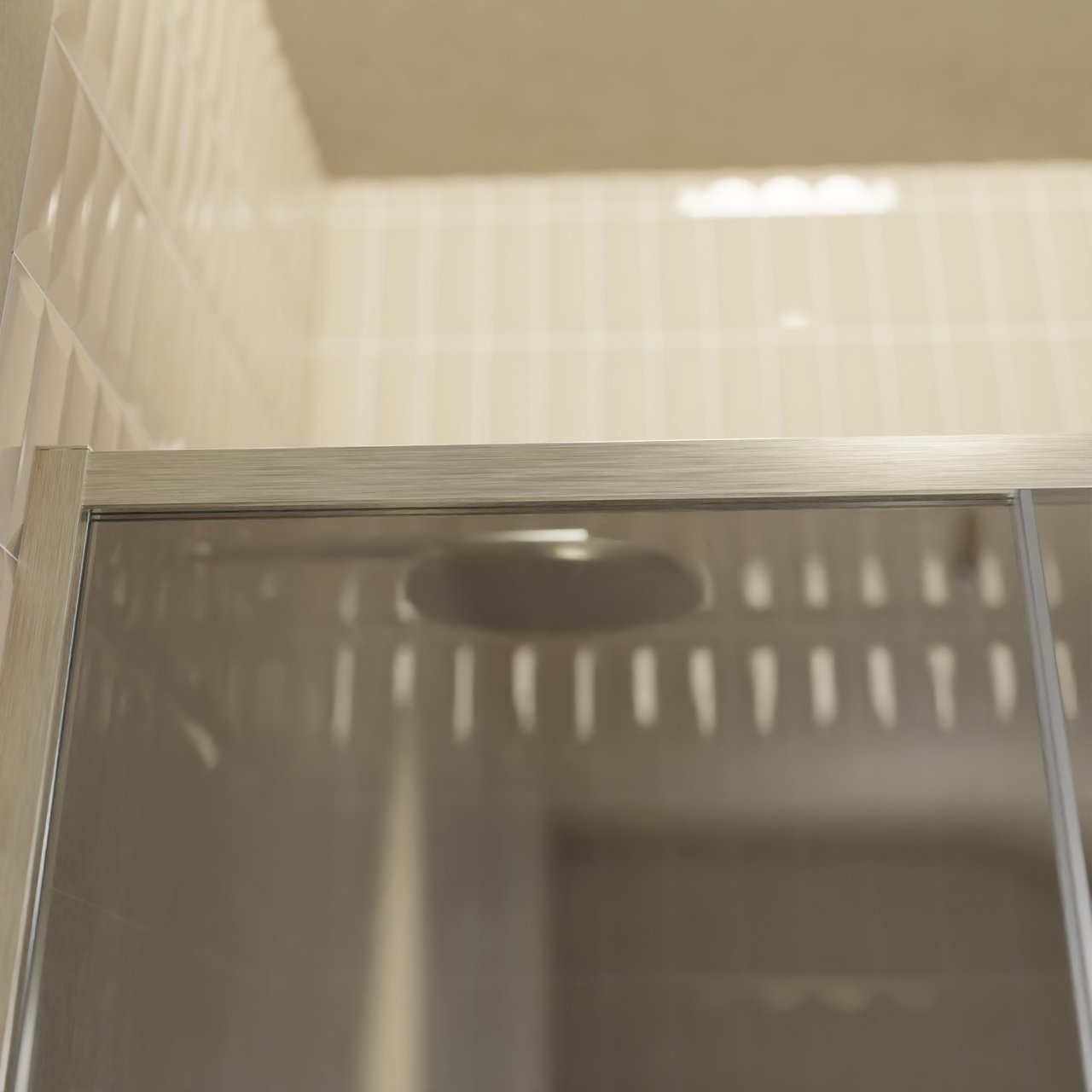 Balmani Senses Design Dusche Schiebetür, Links, 160 cm x 210 cm, Reflex-Spiegelglas, Profil Brushed CoolMetal, inklusive Coating