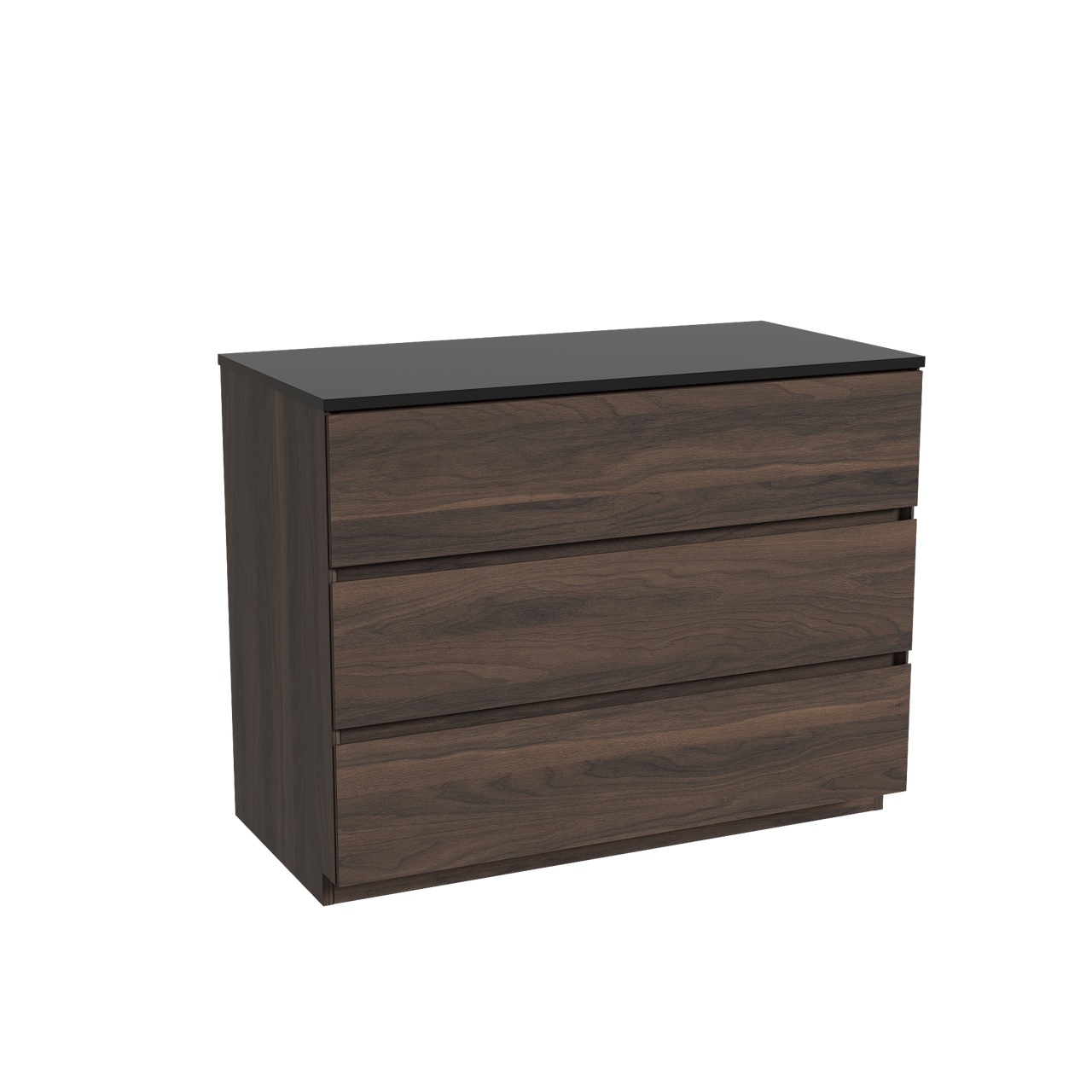 Storke Edge freistehendes Möbelstück Set: 105 x 52 cm, Nussbaum, mit Panton Einzel Waschtischplatte, Pulverbeschichtetes MDF Schwarz matt