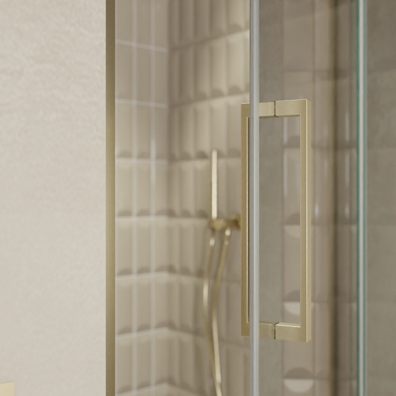 Balmani Senses Design douche draaideur rechts 100 cm x 210 cm Reflex spiegelglas, Brushed Champagne Gold profielen