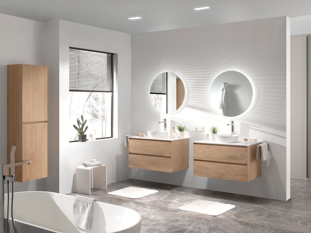 Balmani Mitra meuble sous-lavabo suspendu 90 x 55 cm chêne naturel 2 tiroirs