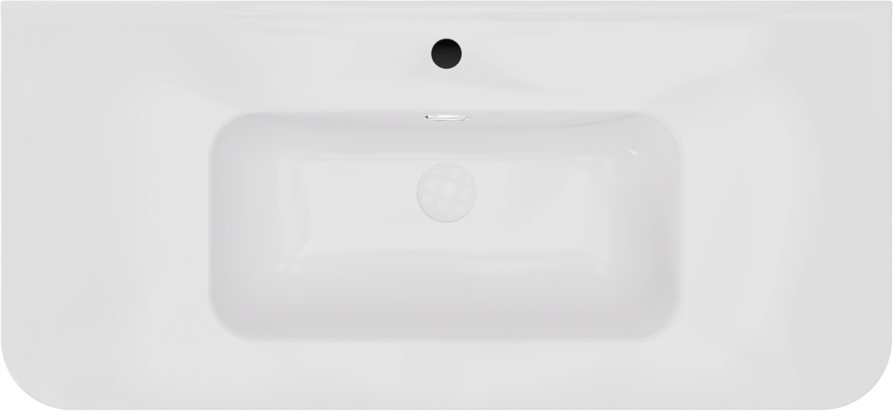 Storke Soft zwevend badkamermeubel 100 x 46 cm notelaar met Kera Soft enkele wastafel in porselein glanzend wit