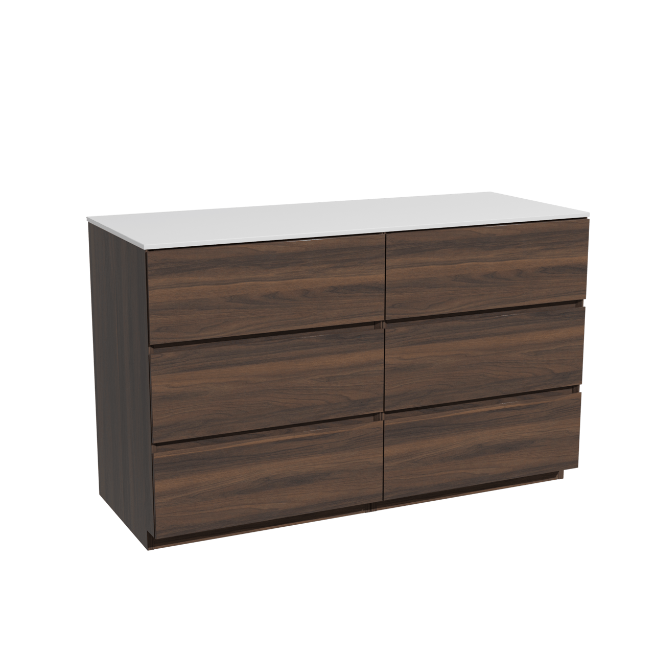 Storke Edge meuble salle de bains à poser 130 x 52 cm noyer avec Tavola tablette simple ou double en solid surface blanc mat