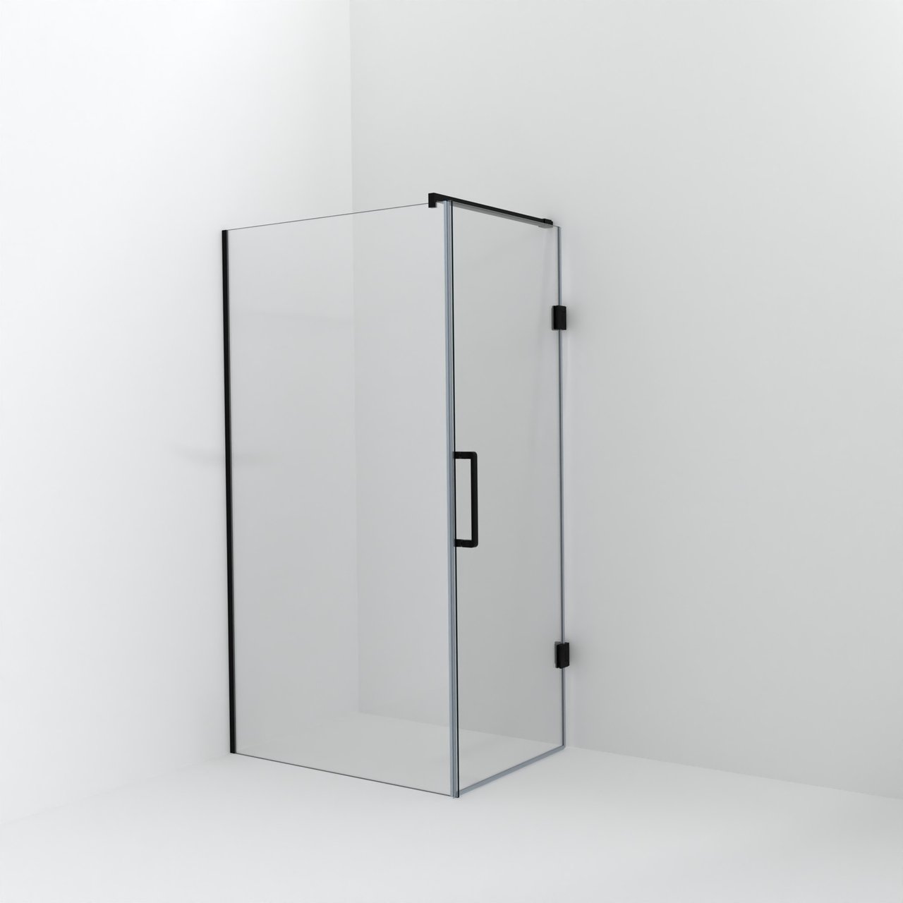 Balmani Modular inloopdouche met deur: 110 x 200 cm met deur 80 cm, Helder glas, Mat zwarte profielen