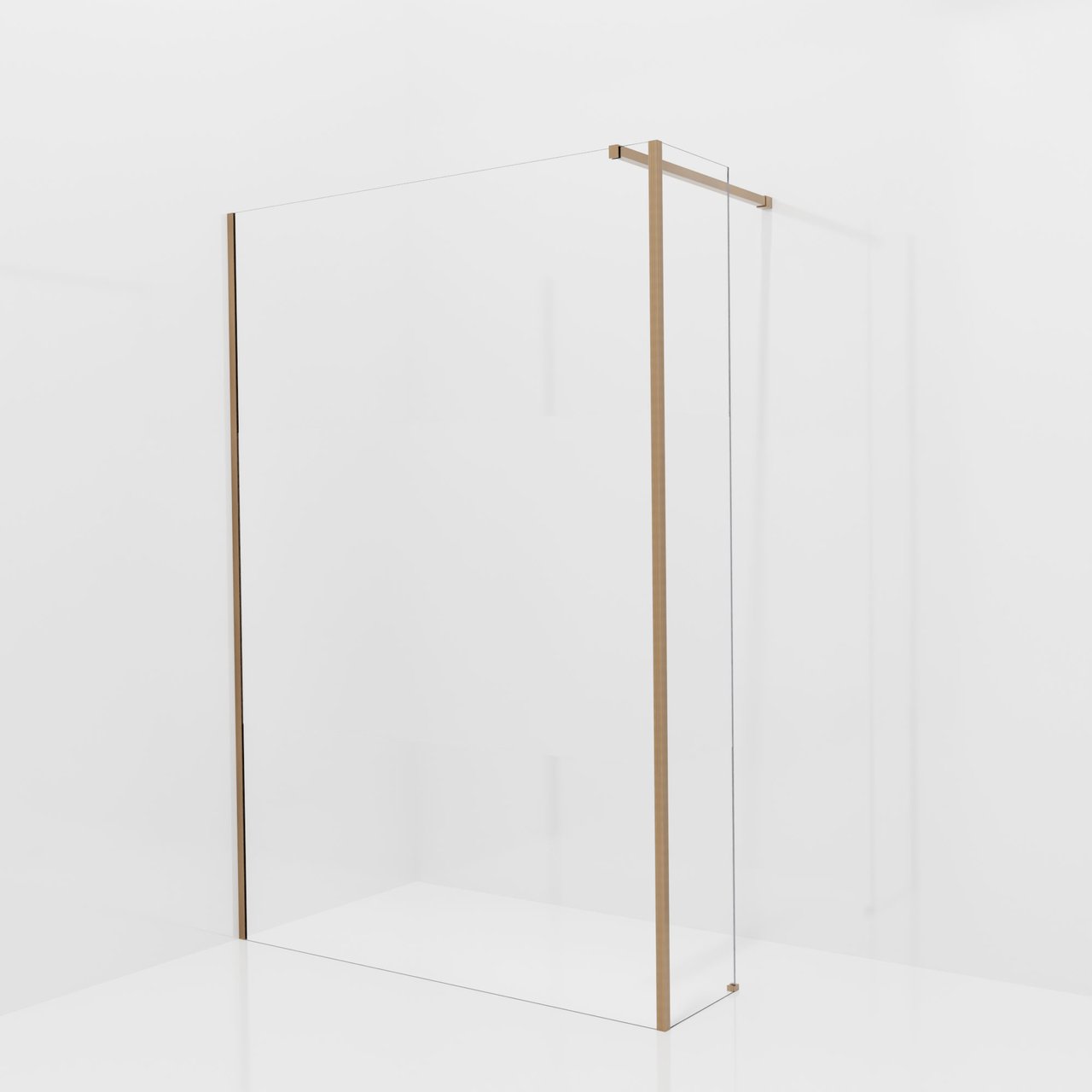 Balmani Modular Walk-In Dusche mit fester Seitenwand: 140 x 200 cm, Klarglas mit mattiertem Streifen, inklusive Coating, Profil Brushed Rosegold