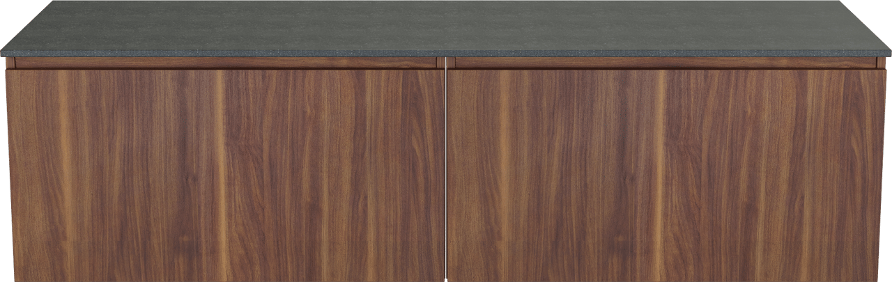 Balmani Sfera meuble salle de bains suspendu 180 x 55 cm noyer américain avec Stretto tablette simple ou double en granit noir