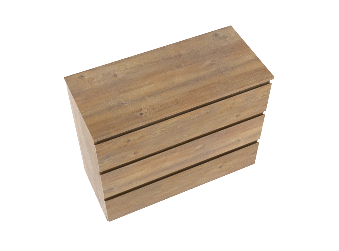 Linie Lado freistehendes Möbelstück Set: 100 x 46 cm, Naturbelassene Eiche, mit Lado Einzel- oder Doppel Waschtischplatte, Melamin Naturbelassene Eiche