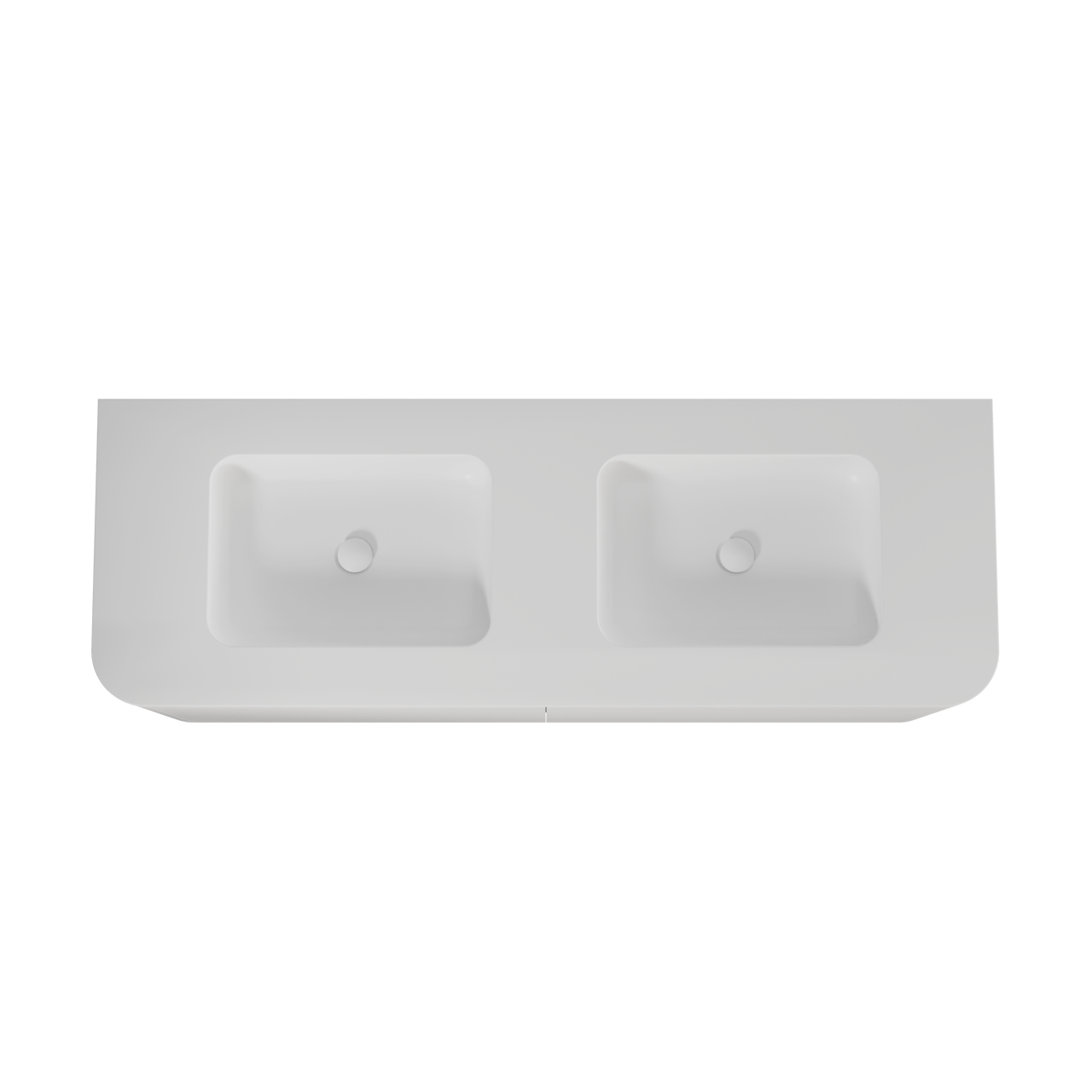 Balmani Moon zwevend badmeubel 160 x 55 cm mat wit met Moon dubbele wastafel in solid surface mat wit