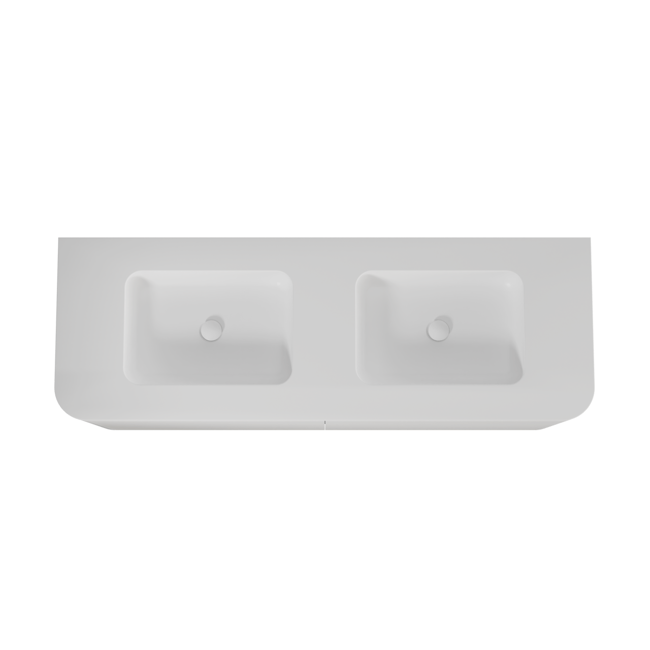 Balmani Moon zwevend badkamermeubel 160 x 55 cm mat wit met Moon dubbele wastafel in solid surface mat wit