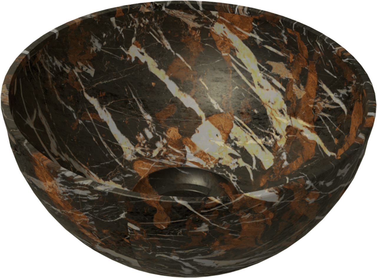 Balmani Bari XS Aufsatzwaschbecken: Portoro Marmor Gold, rund, Ø 22 cm