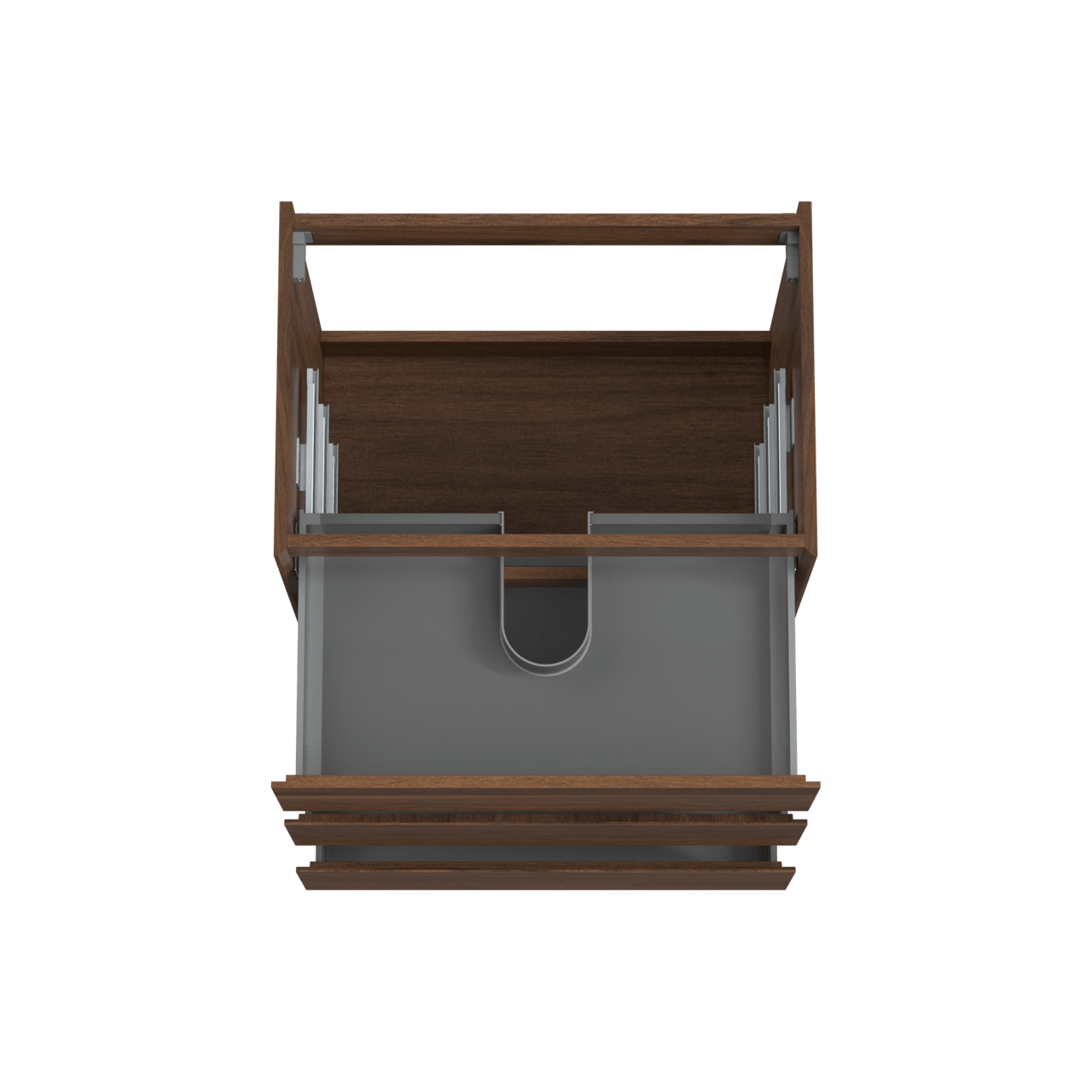 Storke Edge stehender Waschbeckenunterschrank: 75 x 52 cm, Nussbaum, 3 Schubladen