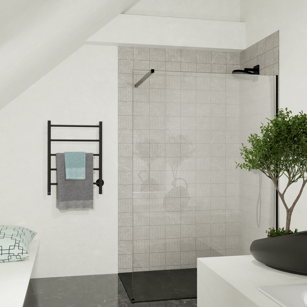 Blaufoss Odda Alto Handtuchwärmer 75 x 55 cm Schwarz matt 50W 