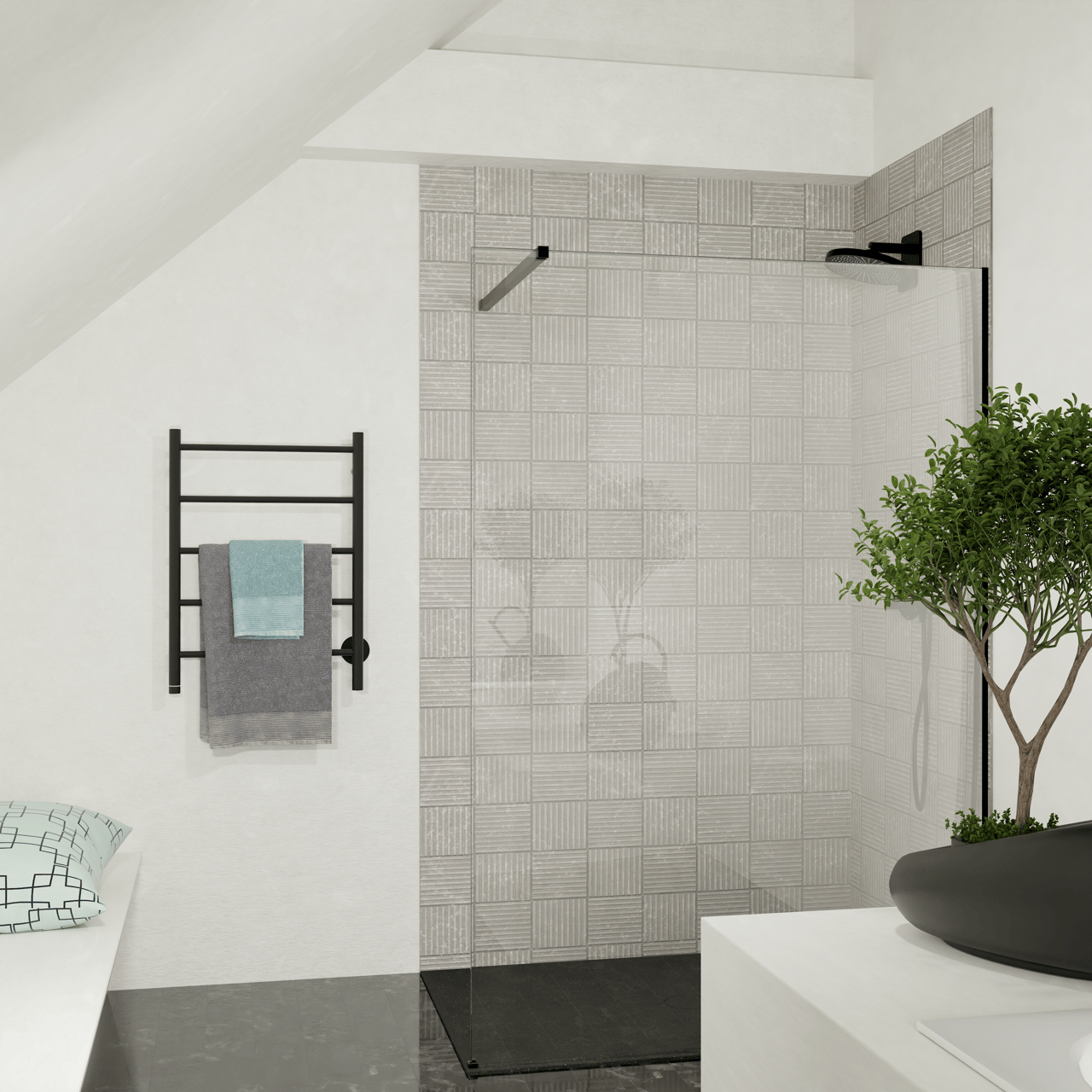 Blaufoss Odda Alto chauffe-serviette 75 x 55 cm noir mat 50W