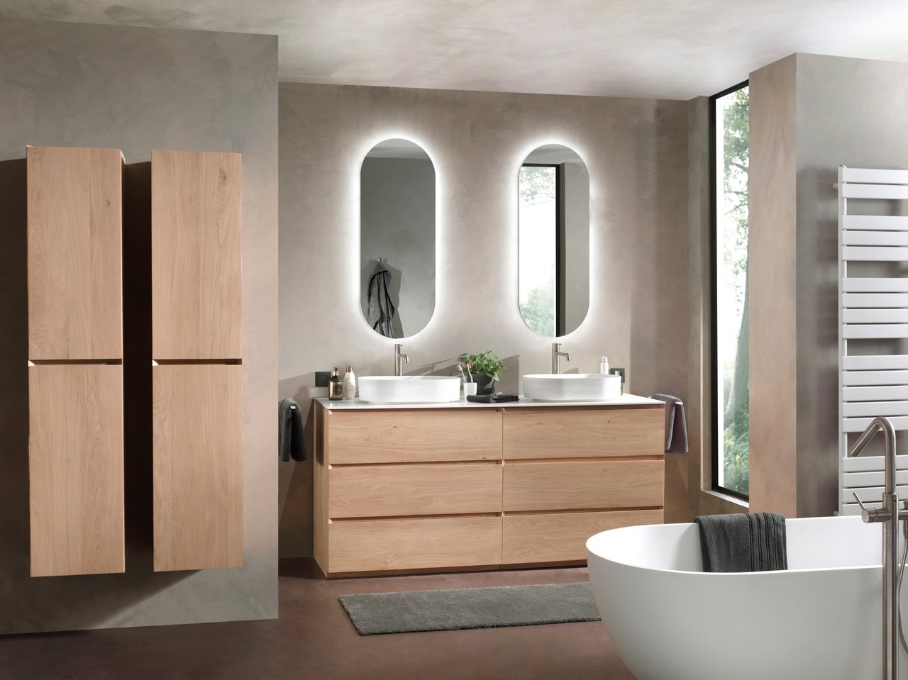 Balmani Mitra zwevende badkamerkast natuur eik 45 x 35 x 169 cm