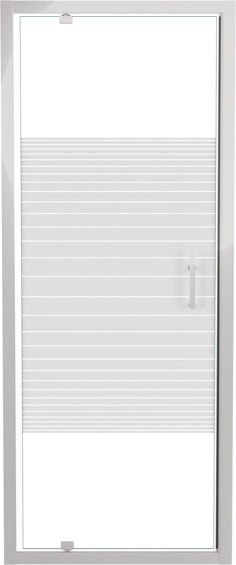 SanyOne Anton porte pivotante 80 cm x 190 cm verre À rayures profil blanc brillant