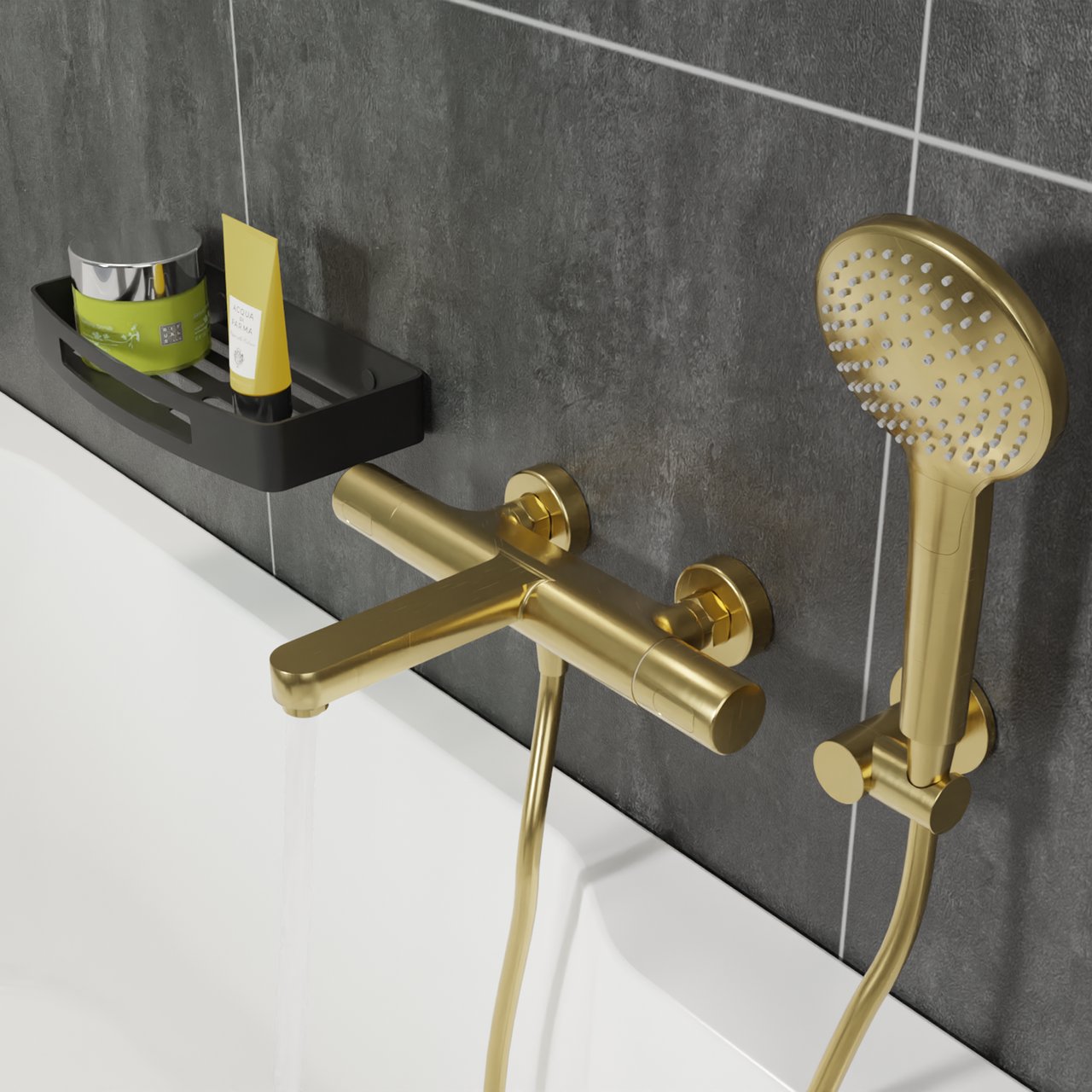 Blaufoss Round handdoucheset 3 functies Brushed Gold