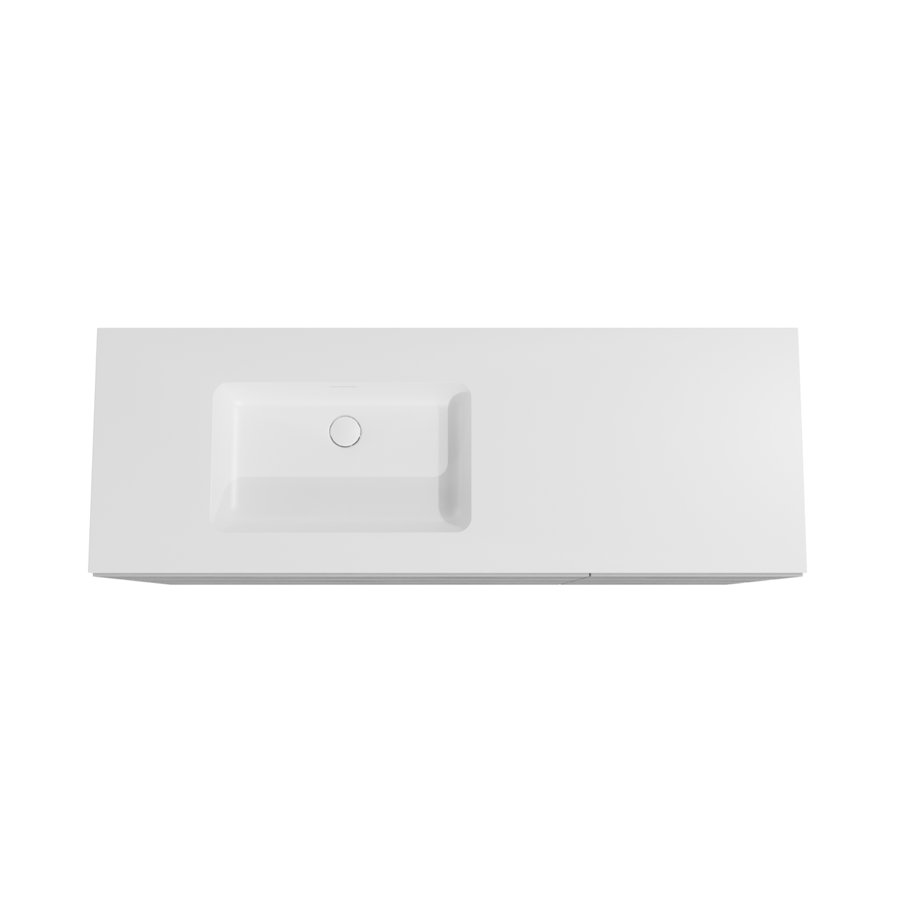 Storke Edge meuble salle de bains à poser 150 x 52 cm béton gris foncé avec Mata vasque asymétrique gauche en solid surface blanc mat