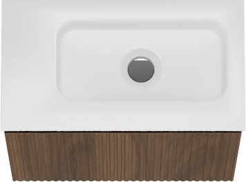 Storke Ribs meuble wc suspendu 40 x 22 cm noyer avec Fina lavabo en Solid Surface blanc mat