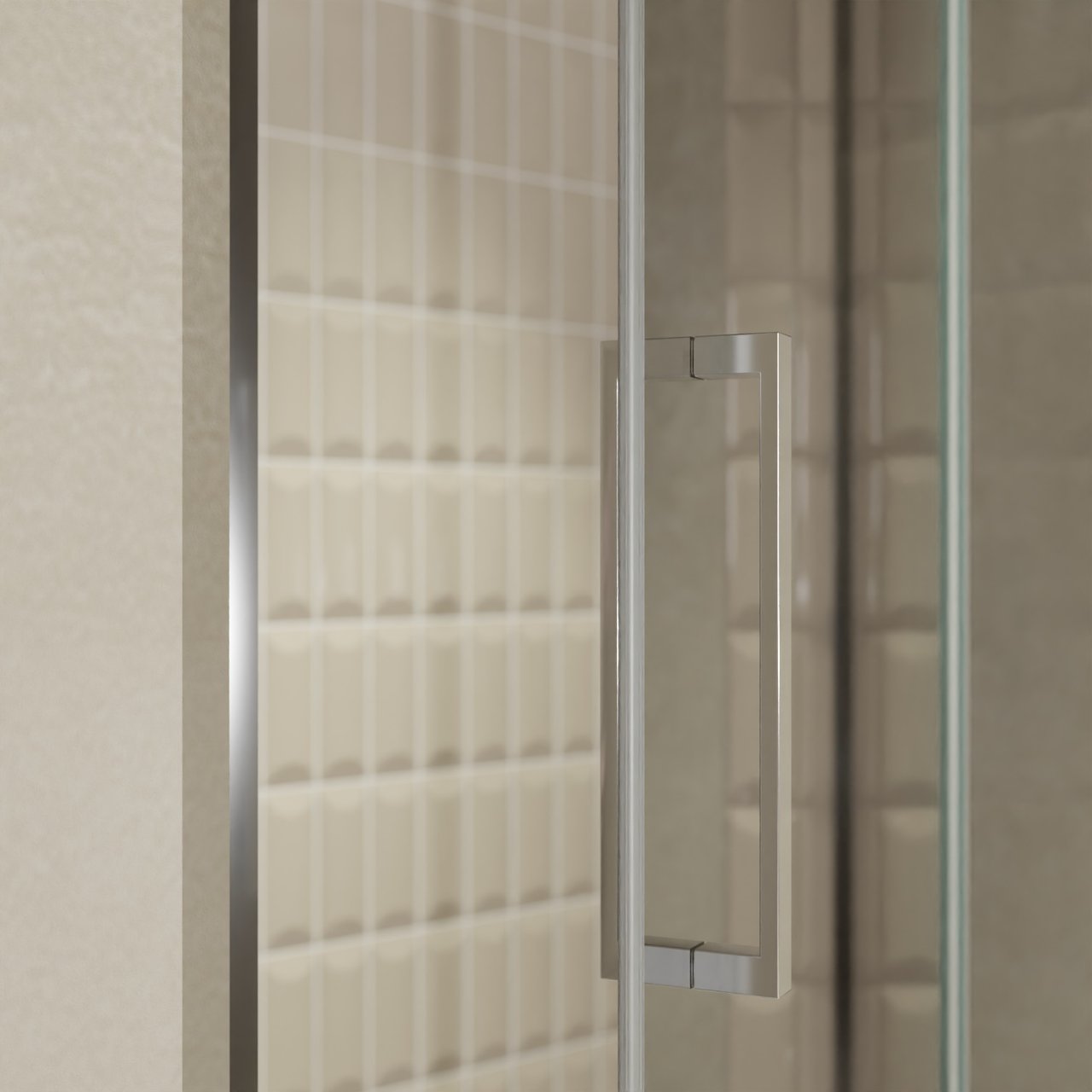 Balmani Senses Design douche draaideur rechts 140 cm x 210 cm Reflex spiegelglas, Chroom profielen