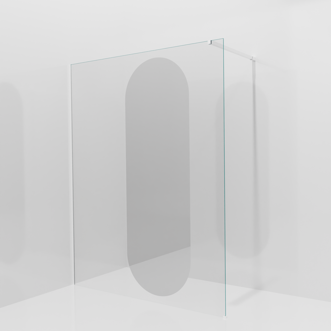 Balmani Modular Walk-In Dusche: 160 x 200 cm, Reflex-Spiegelglas Oval, Profil Weiß matt