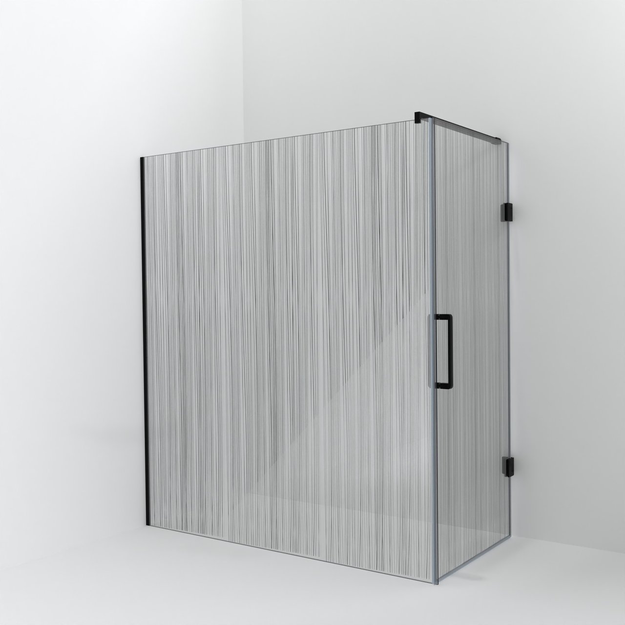 Balmani Modular douche à l'italienne avec porte: 180 x 200 cm avec porte 90 cm, Mikado, Profil Noir mat