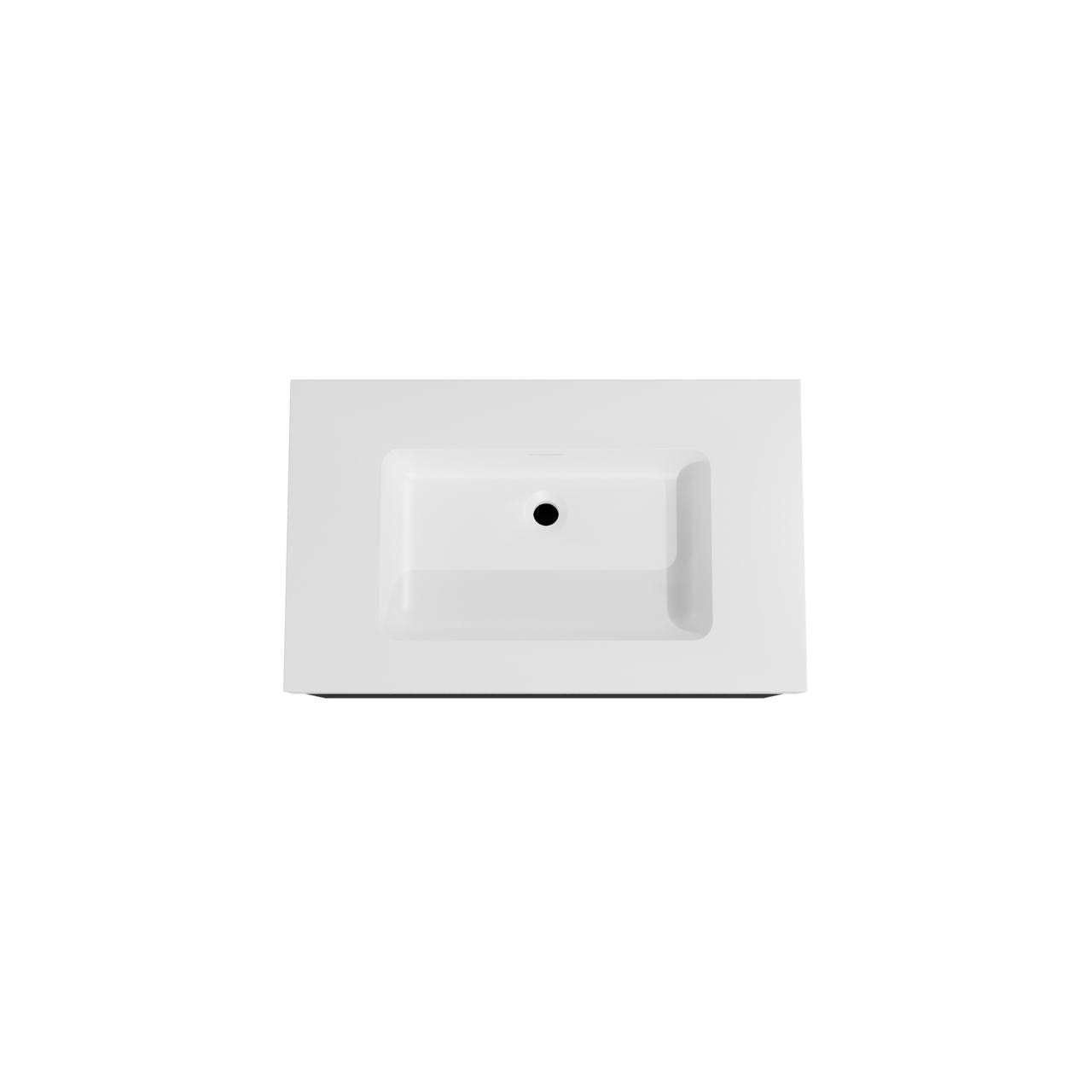 Storke Edge meuble salle de bains suspendu 85 x 52 cm noir mat avec Mata High plan simple en solid surface blanc mat