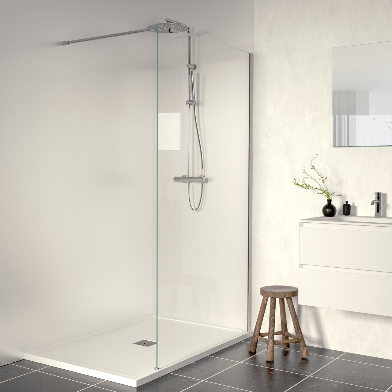 Linie Walk-In Walk-In Dusche: 140 x 200 cm, Klarglas, Chrom Profil, glänzend