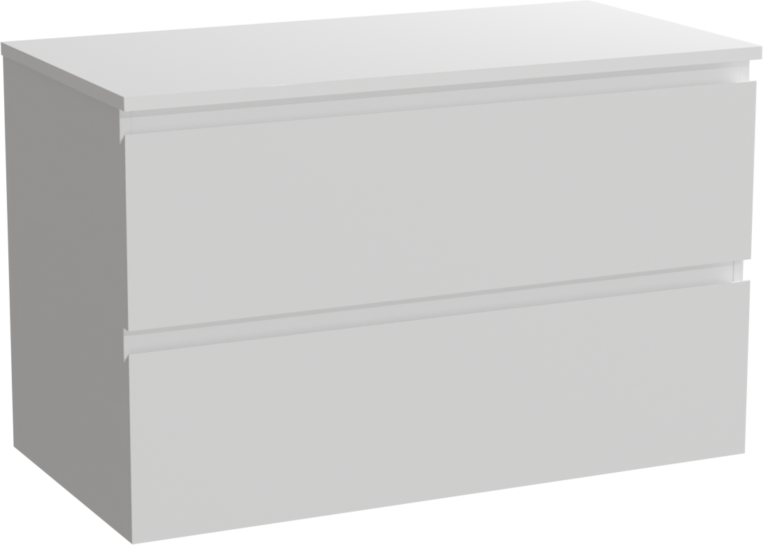 Linie Lado meuble salle de bains suspendu 90 x 46 cm blanc mat avec Lado tablette simple en marbre composite blanc brillant