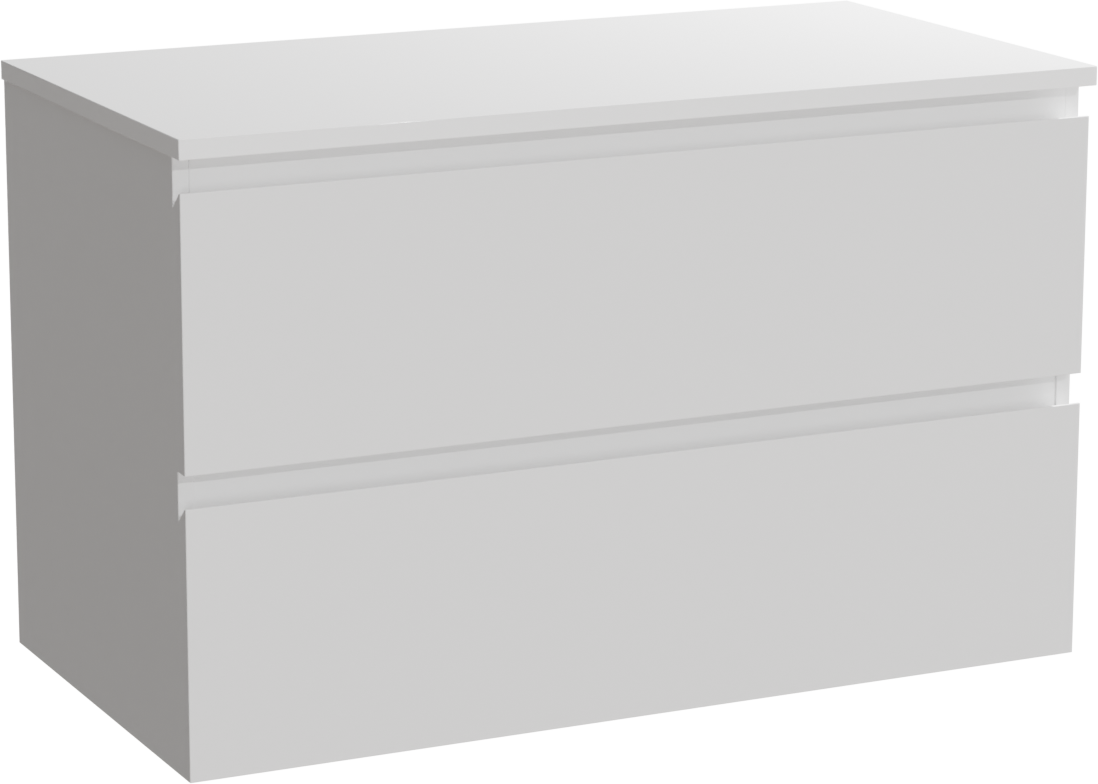 Linie Lado hängendes Möbelstück Set: 90 x 46 cm, Weiß matt, mit Lado Einzel Waschtischplatte, Marmorkomposit Weiß glänzend