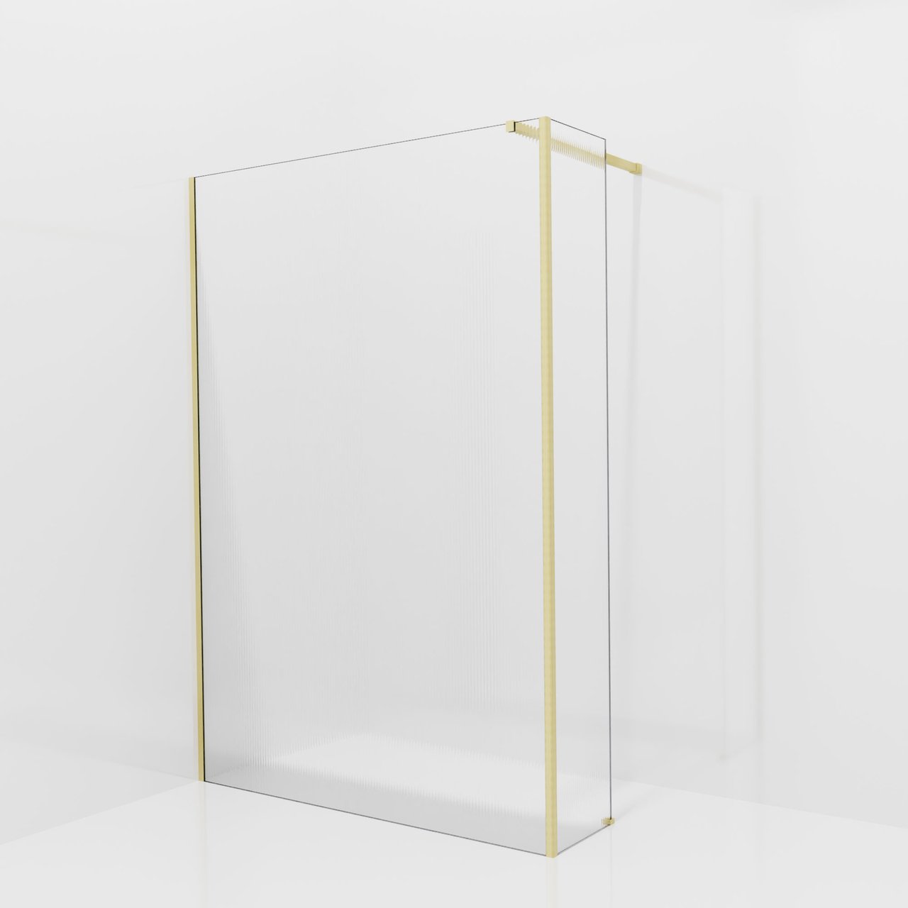Balmani Modular inloopdouche met vaste zijwand: 140 x 200 cm, Ribs met coating, Brushed Champagne Gold profielen