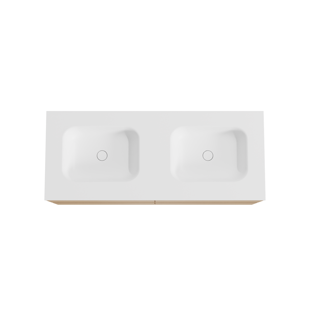 Balmani Mitra hängendes Möbelstück Set: 135 x 55 cm, Naturbelassene Eiche, mit Tablo Arcato Doppelwaschtisch, Solid Surface Weiß matt