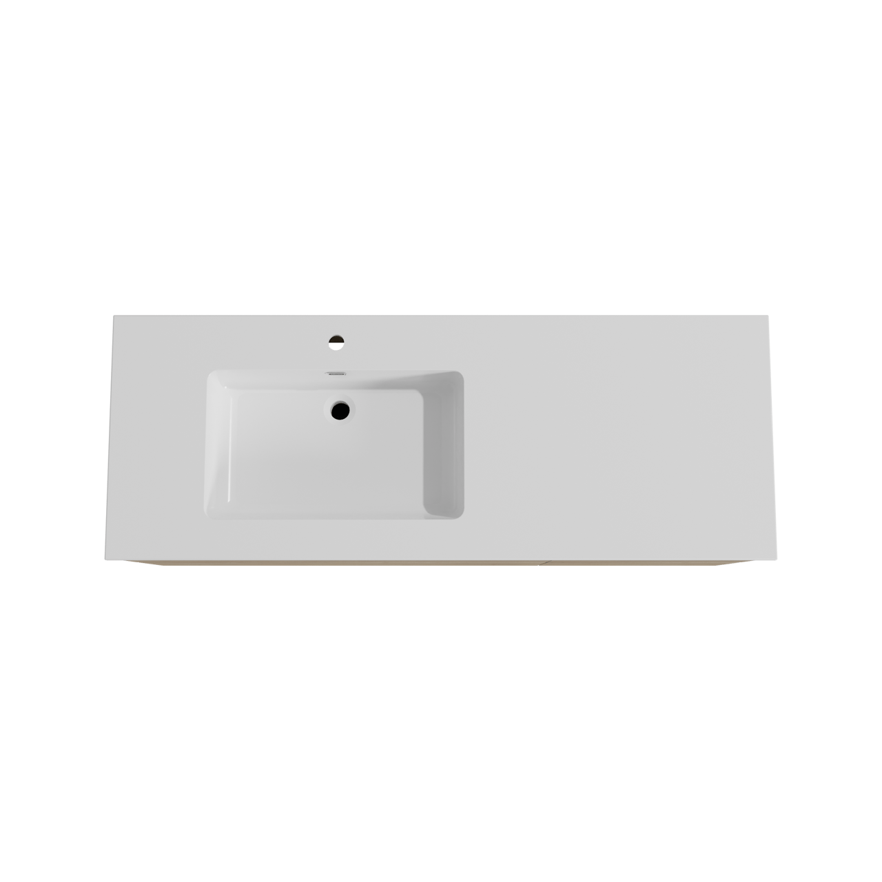 Storke Edge meuble salle de bains suspendu 140 x 52 cm chêne brut avec Diva vasque asymétrique gauche en marbre composite blanc brillant