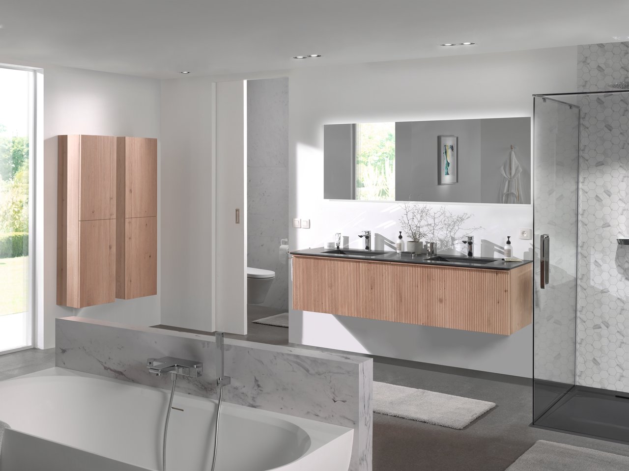 Balmani Tablo Facetta Doppelwaschtisch, Granit poliert, 180 x 55 cm