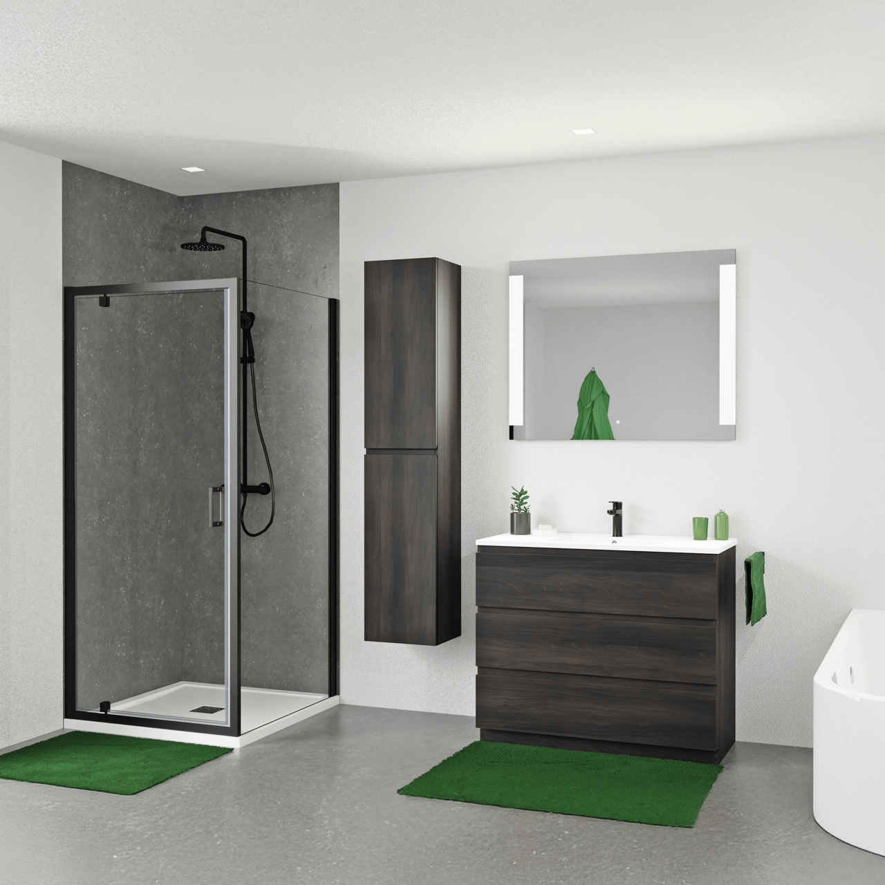 Linie Lunar rechthoekig badkamerspiegel 100 x 80 cm met spiegelverlichting