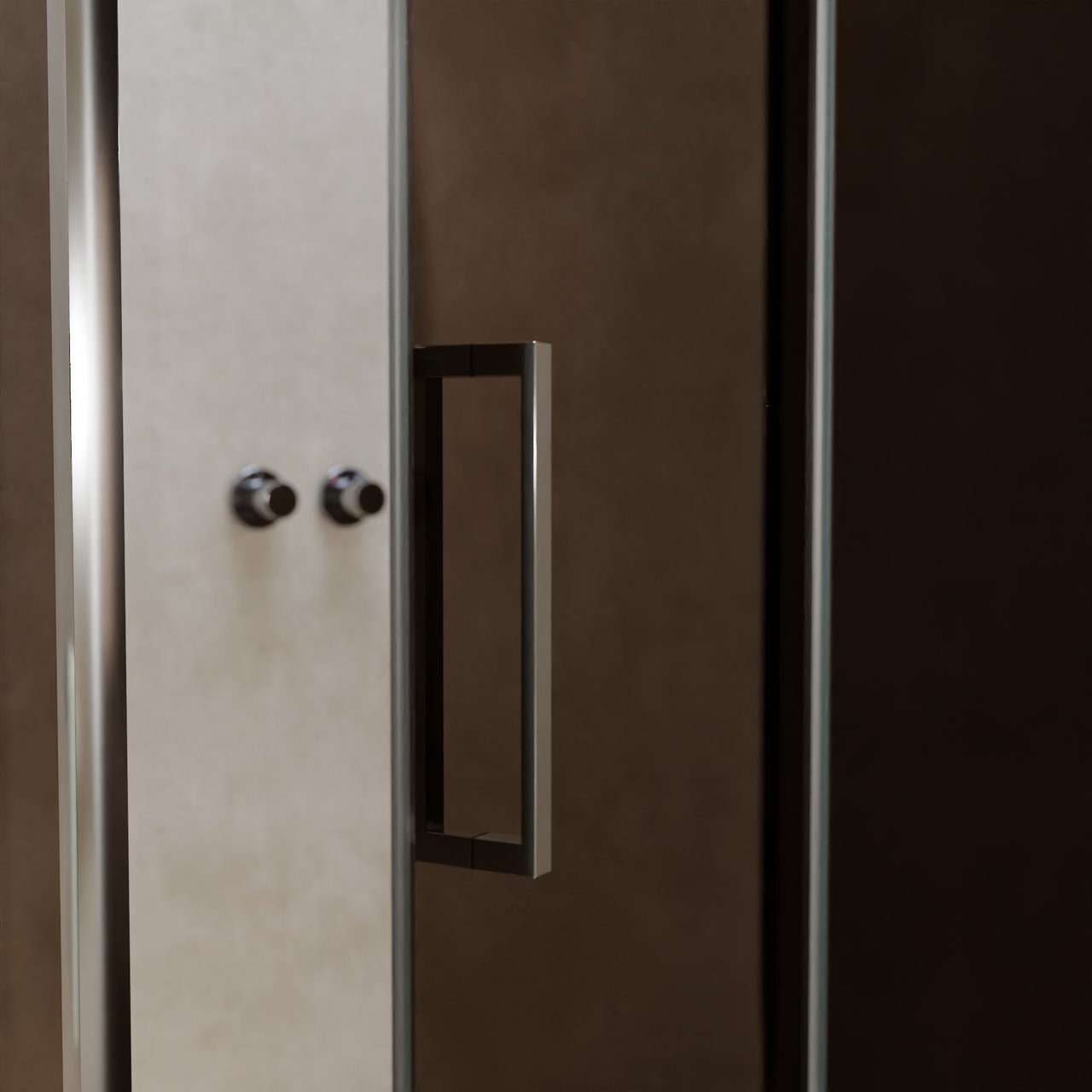 Balmani Senses Design douche d'angle avec porte pivotante à droite et paroi latérale fixe, 120 x 100 cm, Bronze, Profil chrome