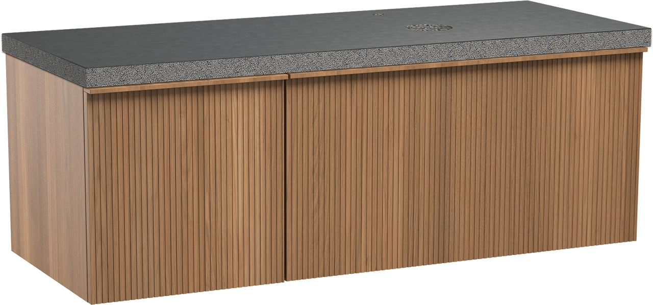 Balmani Forma Badmöbel Set mit Rock Waschtischplatte für Aufsatzwaschbecken