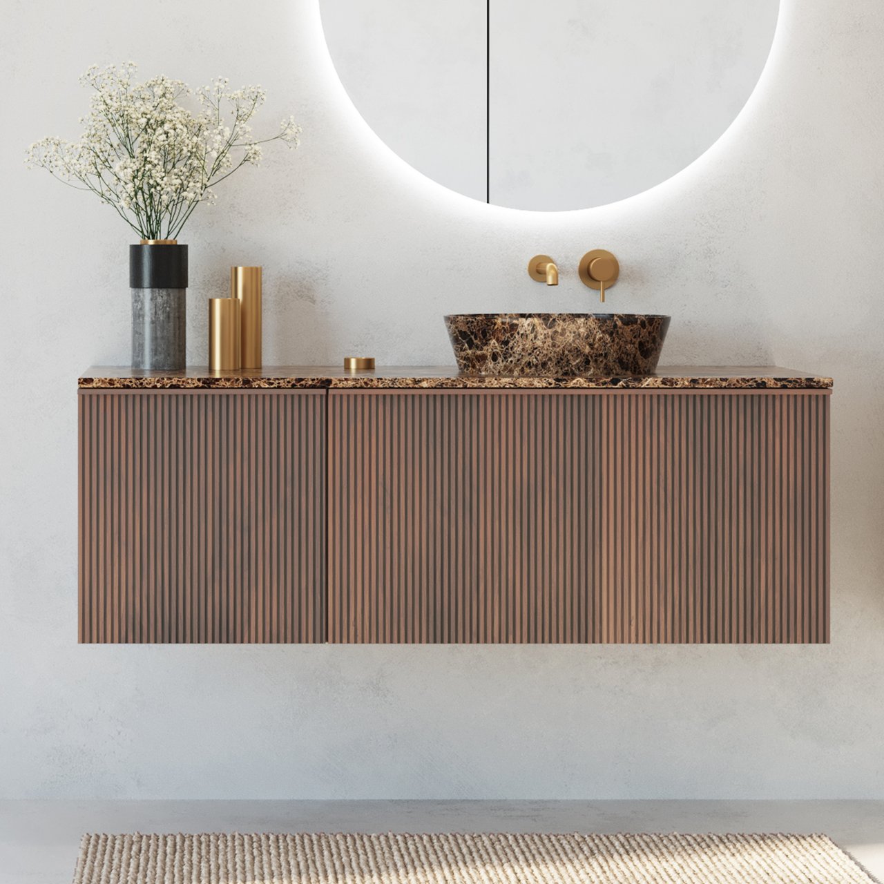 Blaufoss Round robinet de lavabo encastré Brushed Gold incl élément intégré