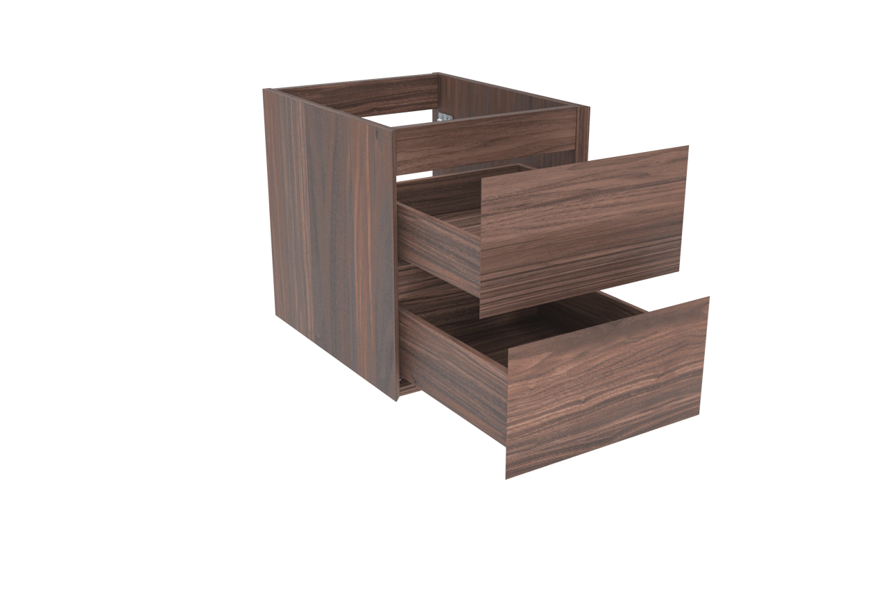 Balmani Mitra hängender Waschbeckenunterschrank: 45 x 55 cm, Nussbaum, Furnierholz, 2 Schubladen