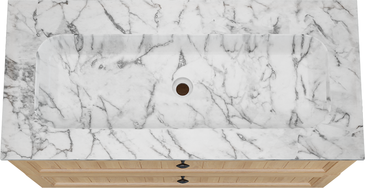 Balmani Lemon meuble salle de bains à poser 120 x 55 cm, placage chêne naturel avec Tablo Arcato plan simple en carrara