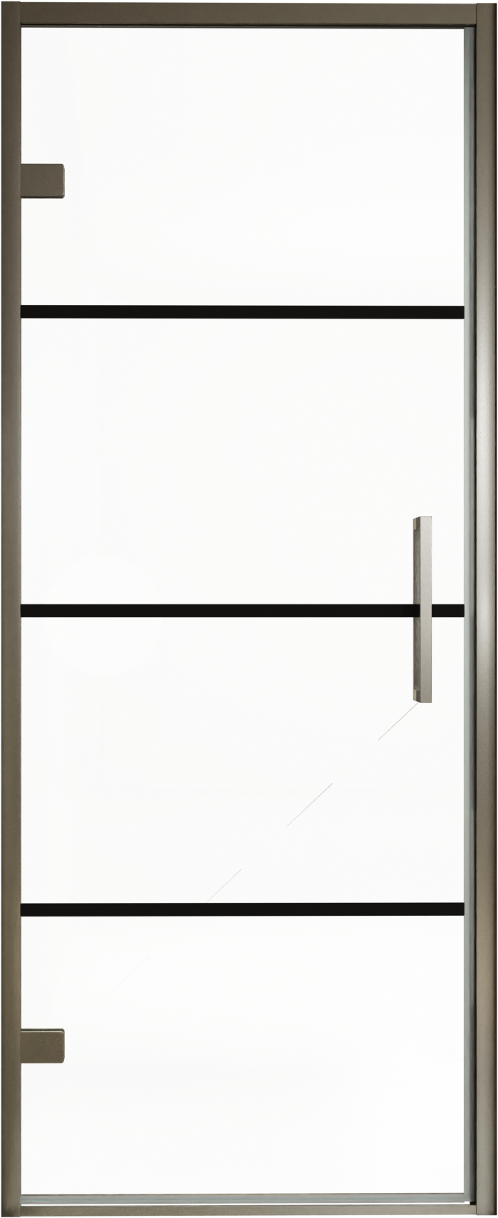 Balmani Senses Design porte pivotante à gauche 90 cm x 210 cm verre Lined, Profil Brushed GunMetal, coating inclus