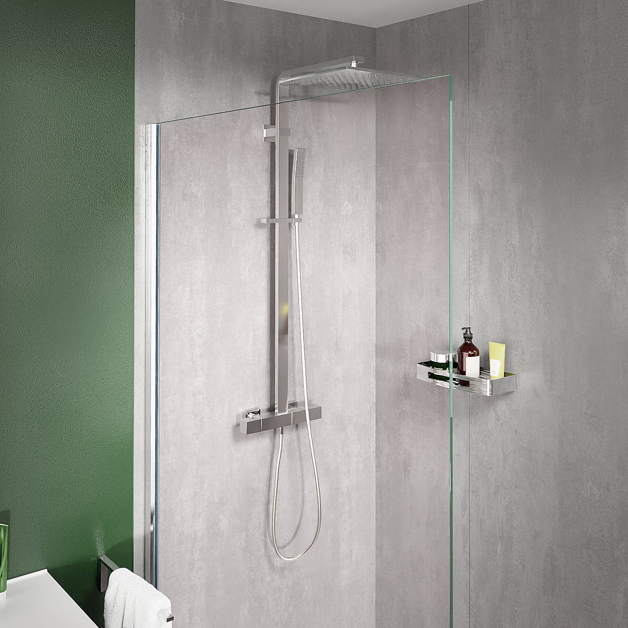 Blaufoss Square 300 colonne de douche de pluie mitigeur thermostatique Chrome Brillant