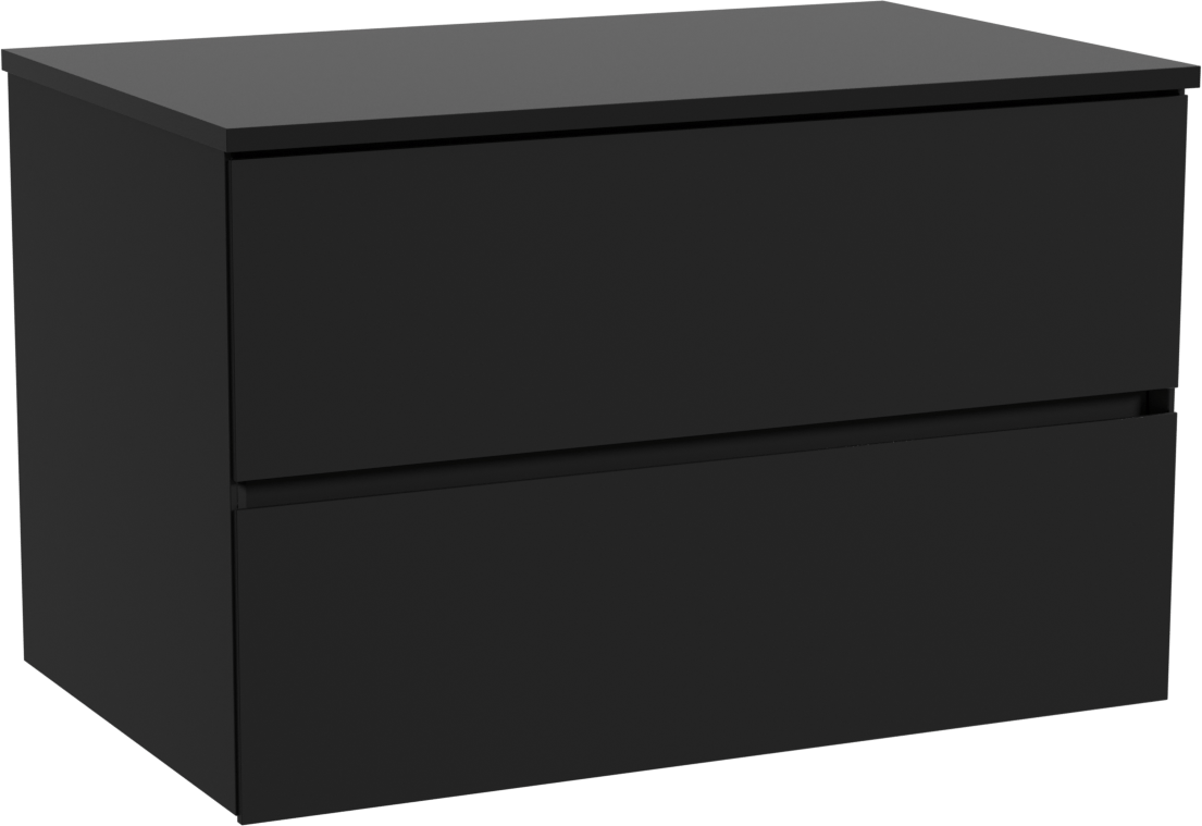 Storke Edge meuble salle de bains suspendu 85 x 52 cm noir mat avec Panton tablette simple en mdf enduit de poudre noir mat