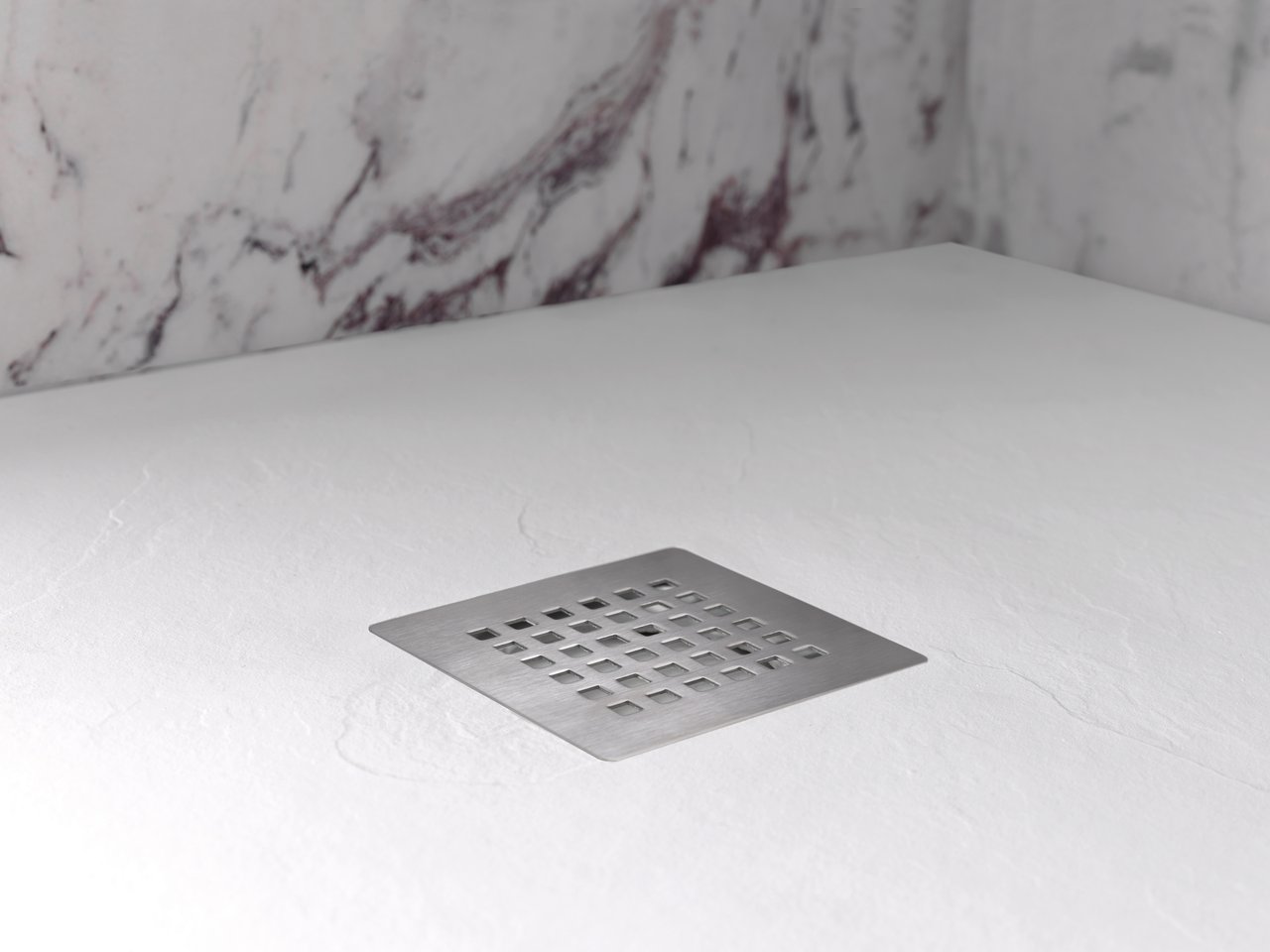 Balmani Vibe douchebak 160 x 90 cm composietmarmer mat wit leisteenstructuur