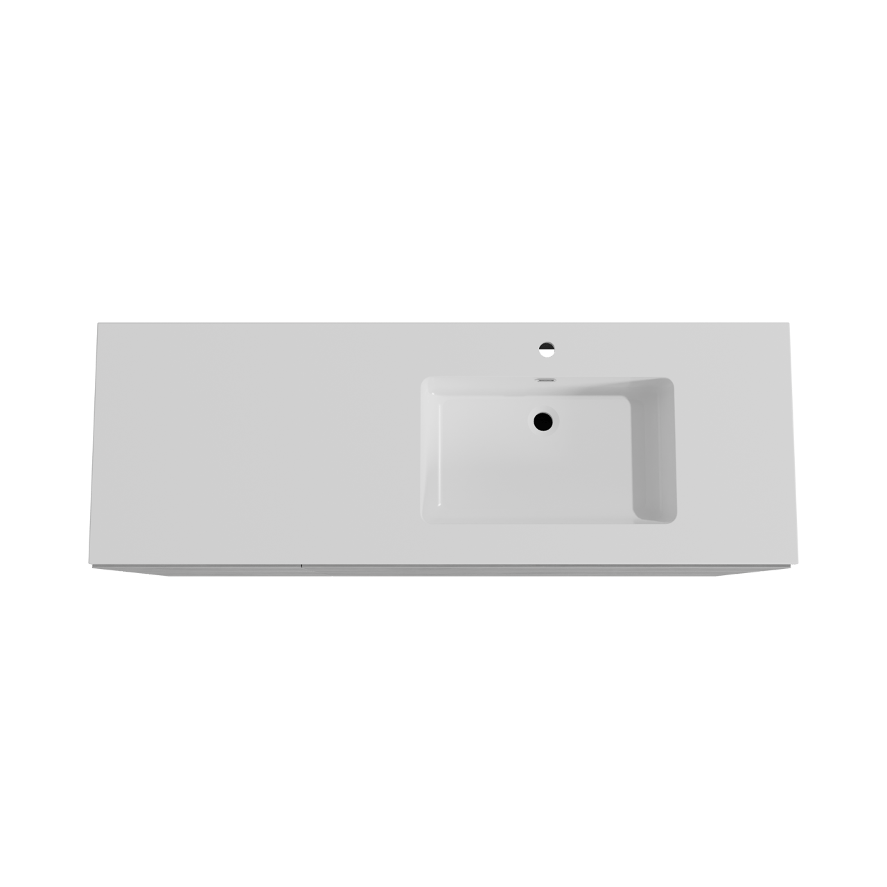 Storke Edge meuble salle de bains à poser 150 x 52 cm béton gris foncé avec Diva plan vasque asymétrique à droite en marbre composite blanc brillant