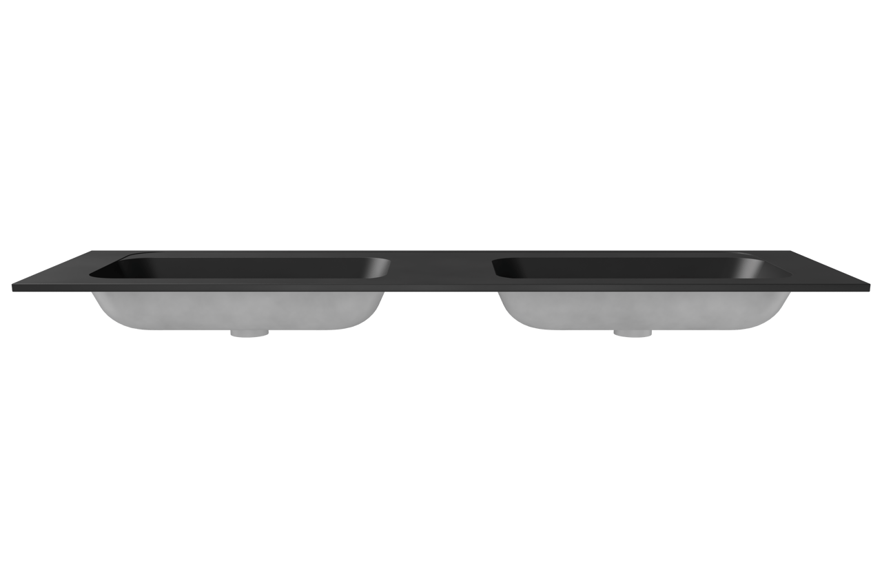 Balmani Tablo Strada double vasque top solid noire matte 180 x 55 cm
