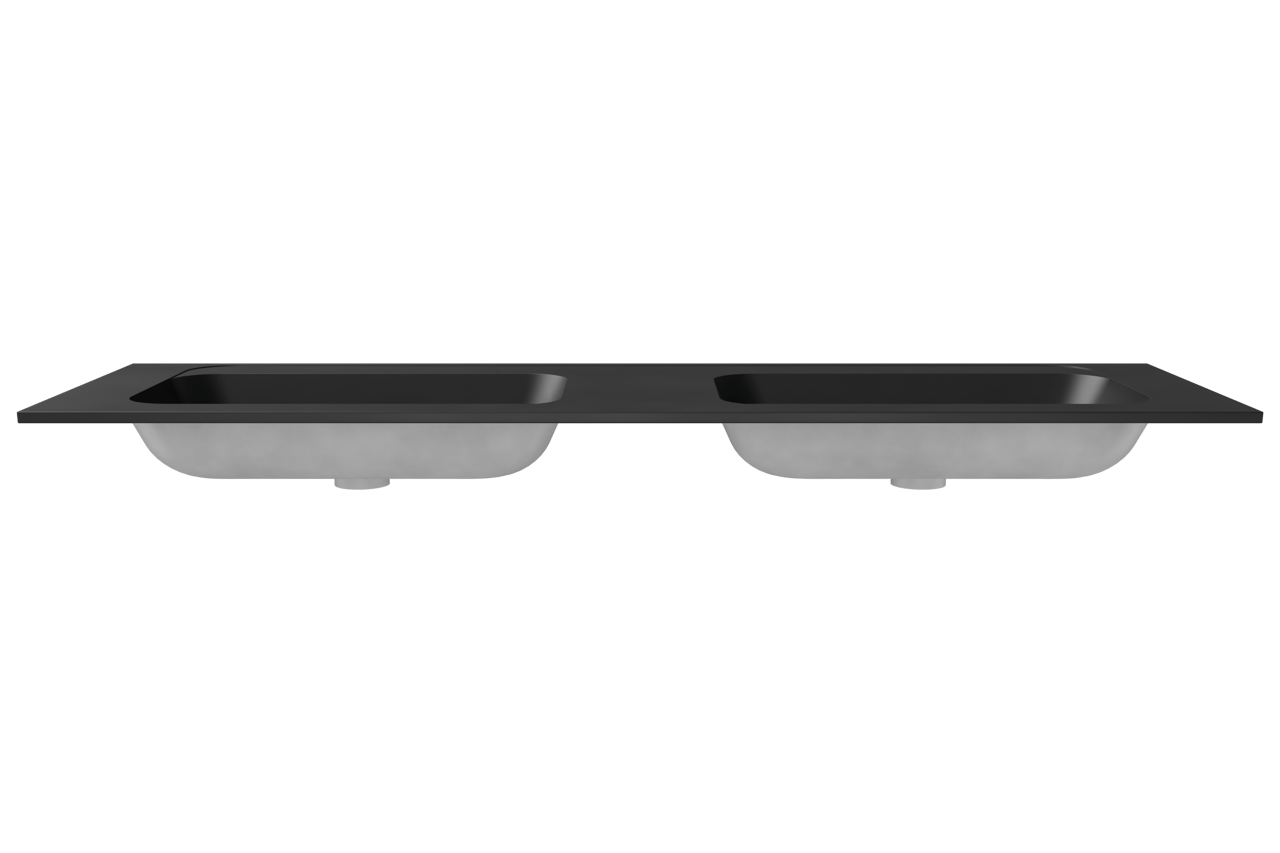 Balmani Tablo Strada double vasque top solid noire matte 180 x 55 cm