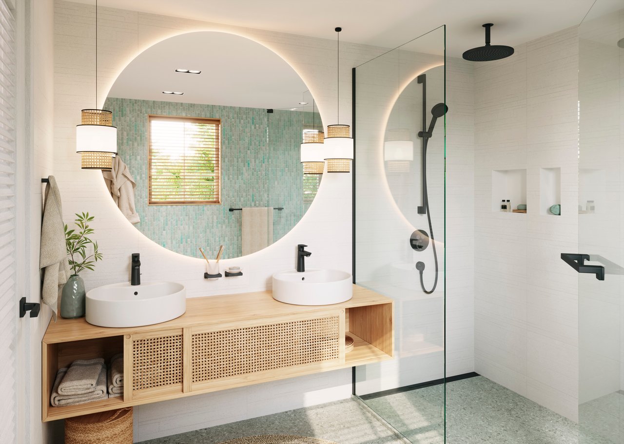 Hansgrohe RainDrain Flex douchegoot afwerkset wandmodel 100cm Mat Zwart