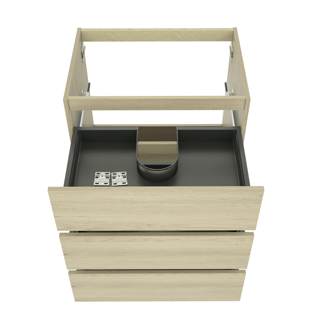 Balmani Lucida staande wastafelonderkast 75 x 55 cm verweerd eiken 3 lades